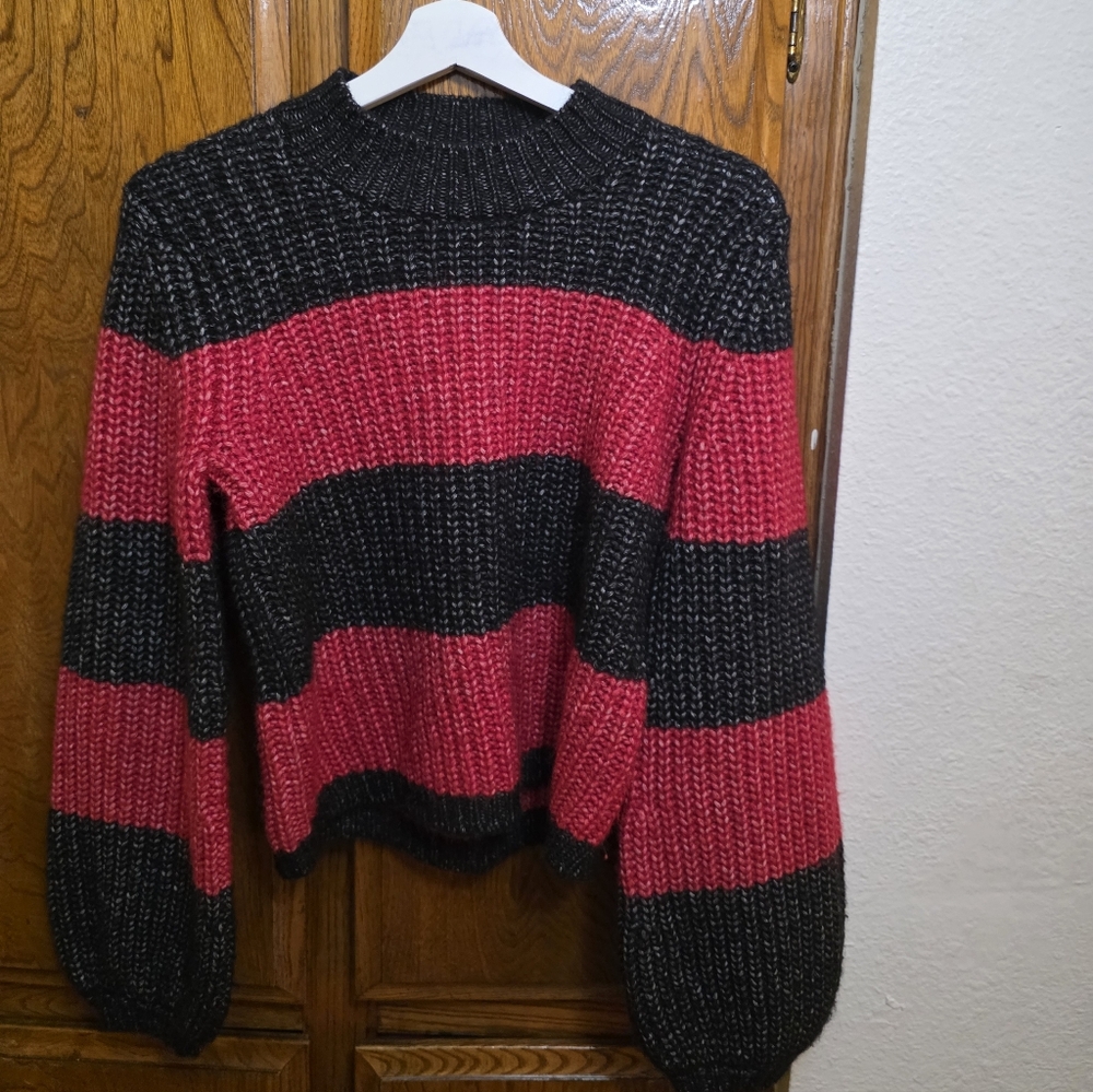 NWOT La Ligne Colorblock Balloon Sleeve Crop Sweater Size XS - Picture 4 of 8